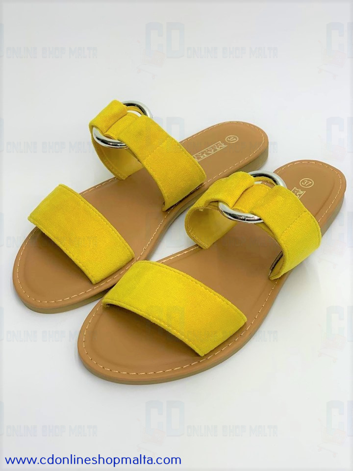 mustard flat sandals