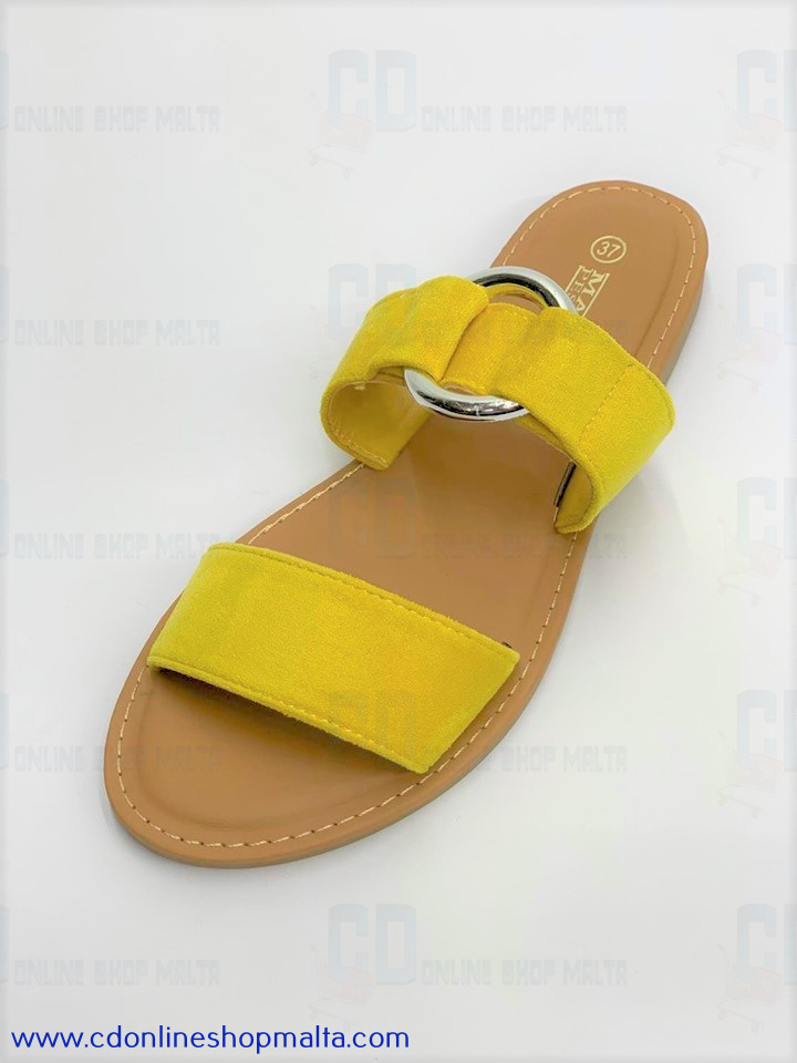 mustard flat sandals